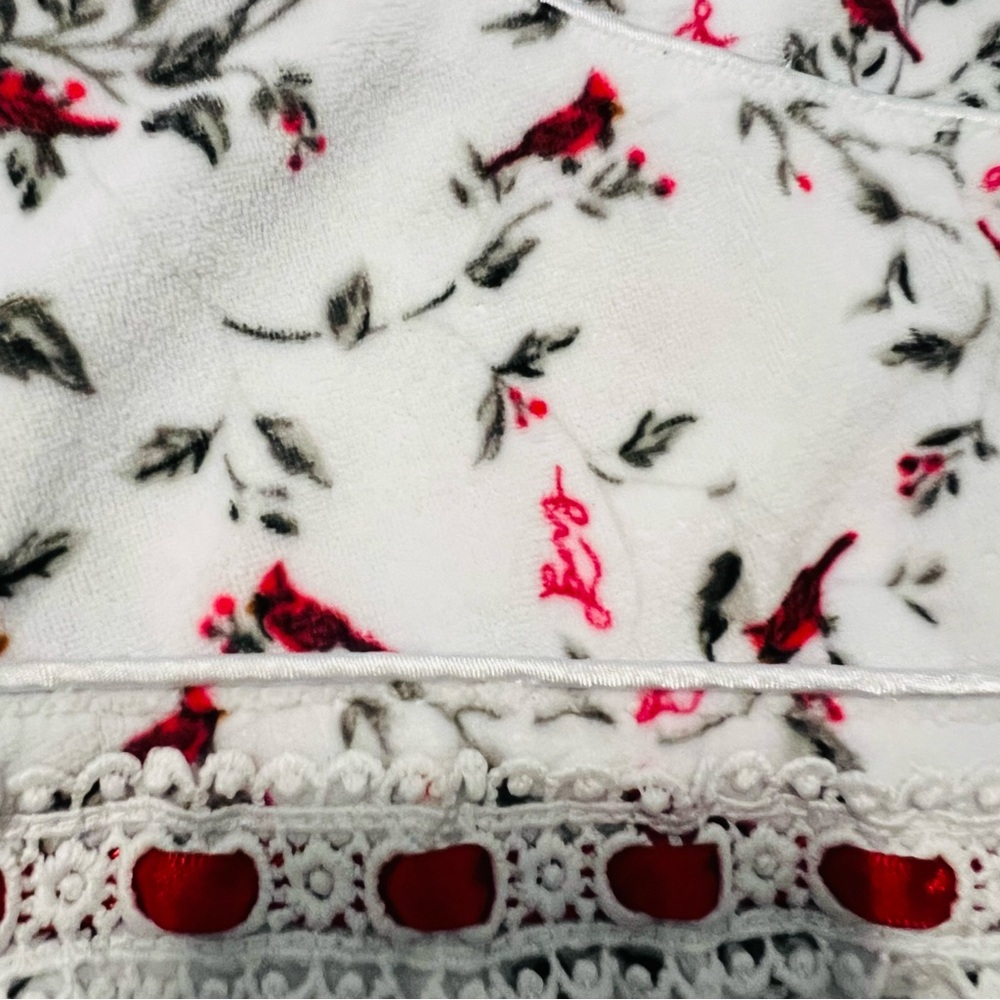 Lanz of Salzburg Long Sleeve Cardinal Print Fleece Nightgown 3X - Picture 5 of 7